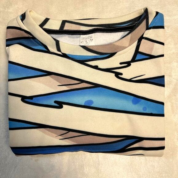 RageOn Mummy Wrap Sweatshirt Size Large White Beige Blue Aura Vibes Skate Emo - Picture 7 of 8